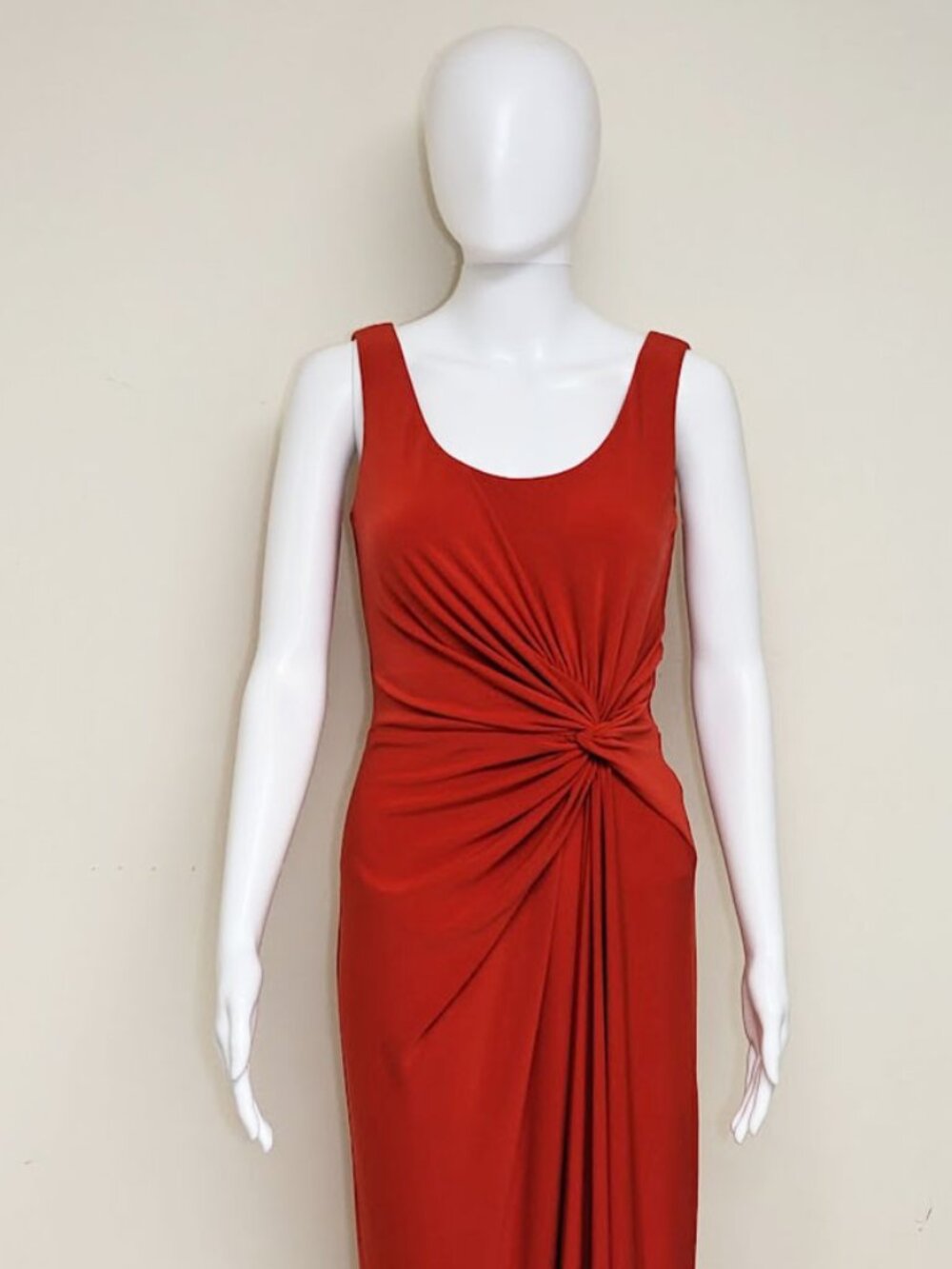 LAUREN RALPH LAUREN Floor Length Jersey Knot Dress in Lipstick Red